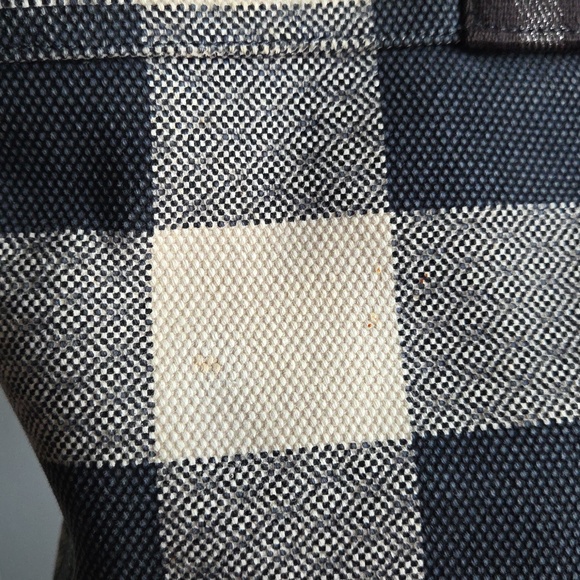 COACH Navy Buffalo Plaid Canvas Tote - Picture 7 of 16